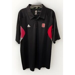 Adidas‎ North Carolina State Black Short Sleeve Polo Shirt Men's Size Large
